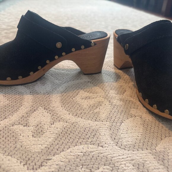 Lisa B black suede clogs with heel, size 37 - Picture 3 of 5